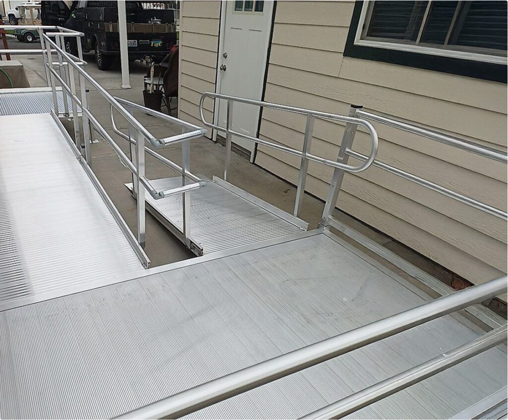 Metal wheel chair ramp.