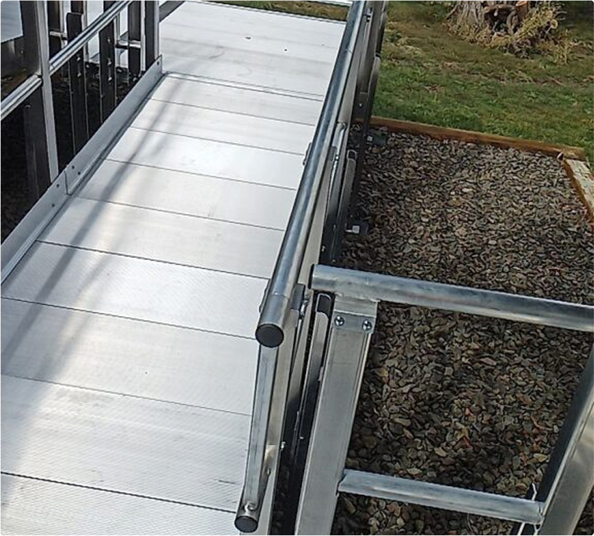 Metal wheel chair ramp.